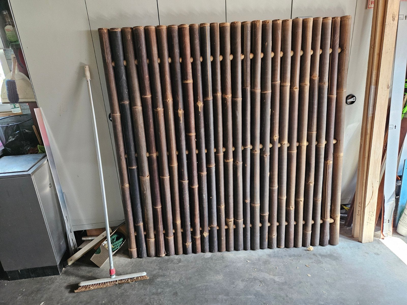 bruin donker bamboe tuinscherm 180 x 180, Ophalen, 150 tot 200 cm, Nieuw, 150 tot 200 cm