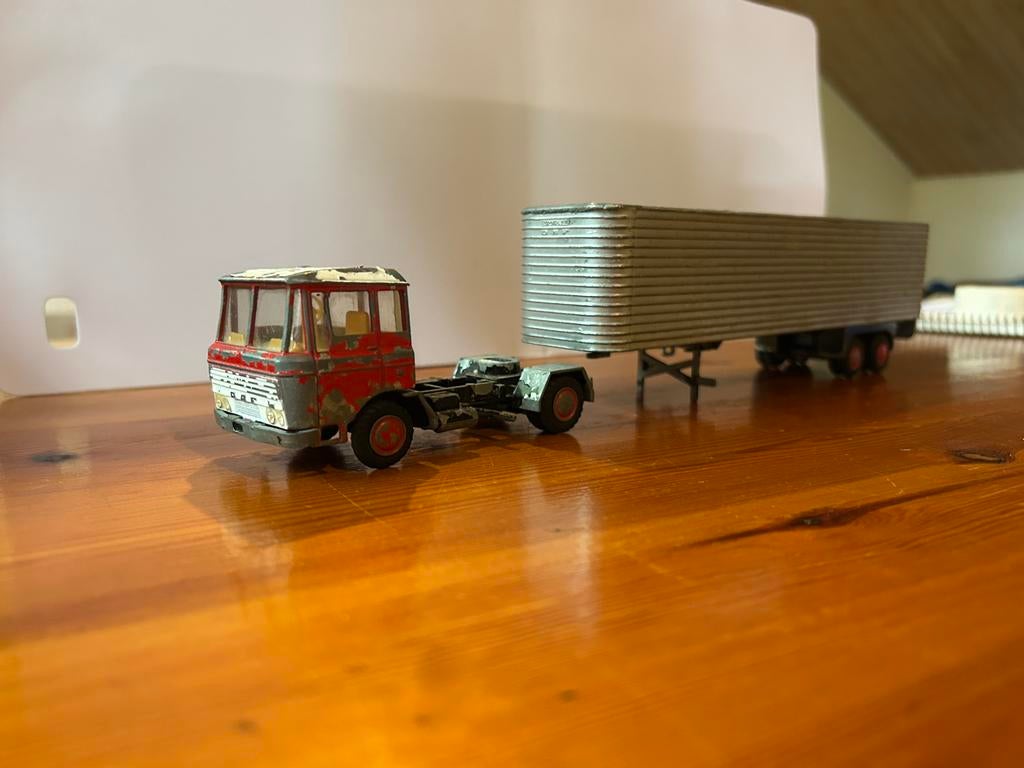 Lion Car 36 truck met trailer vintage NL diecast zwaar model, Overige merken, 1:32 tot 1:50, Ophalen of Verzenden, Zo goed als nieuw