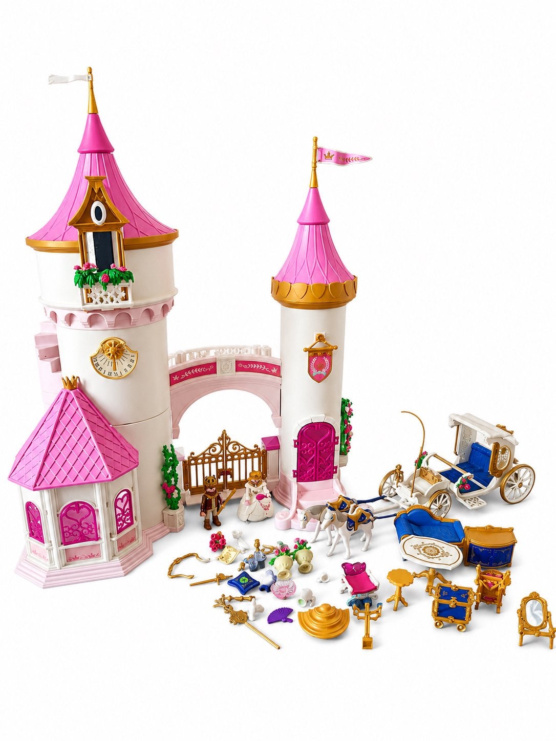 Playmobil Princess Kasteel (70448) & Koninklijke Koets (4258, Kinderen en Baby's, Gebruikt, Complete set, Ophalen of Verzenden