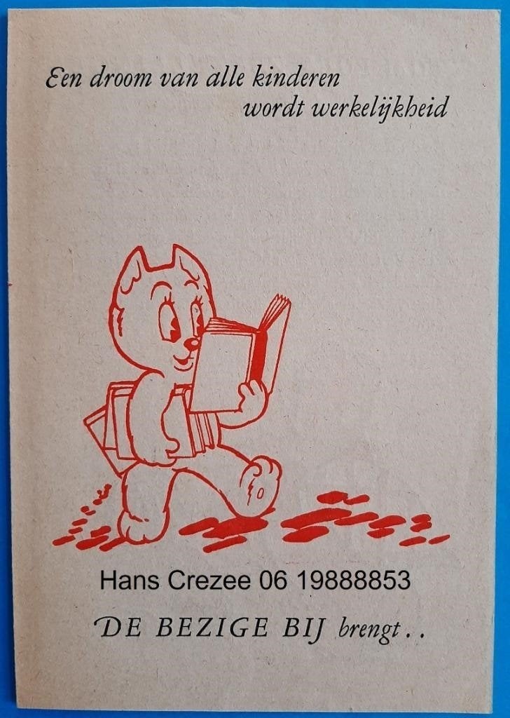 Tom poes een droom van alle kinderen wordt werkelijkheid, Gelezen, Folder, Marten Toonder, Ophalen of Verzenden