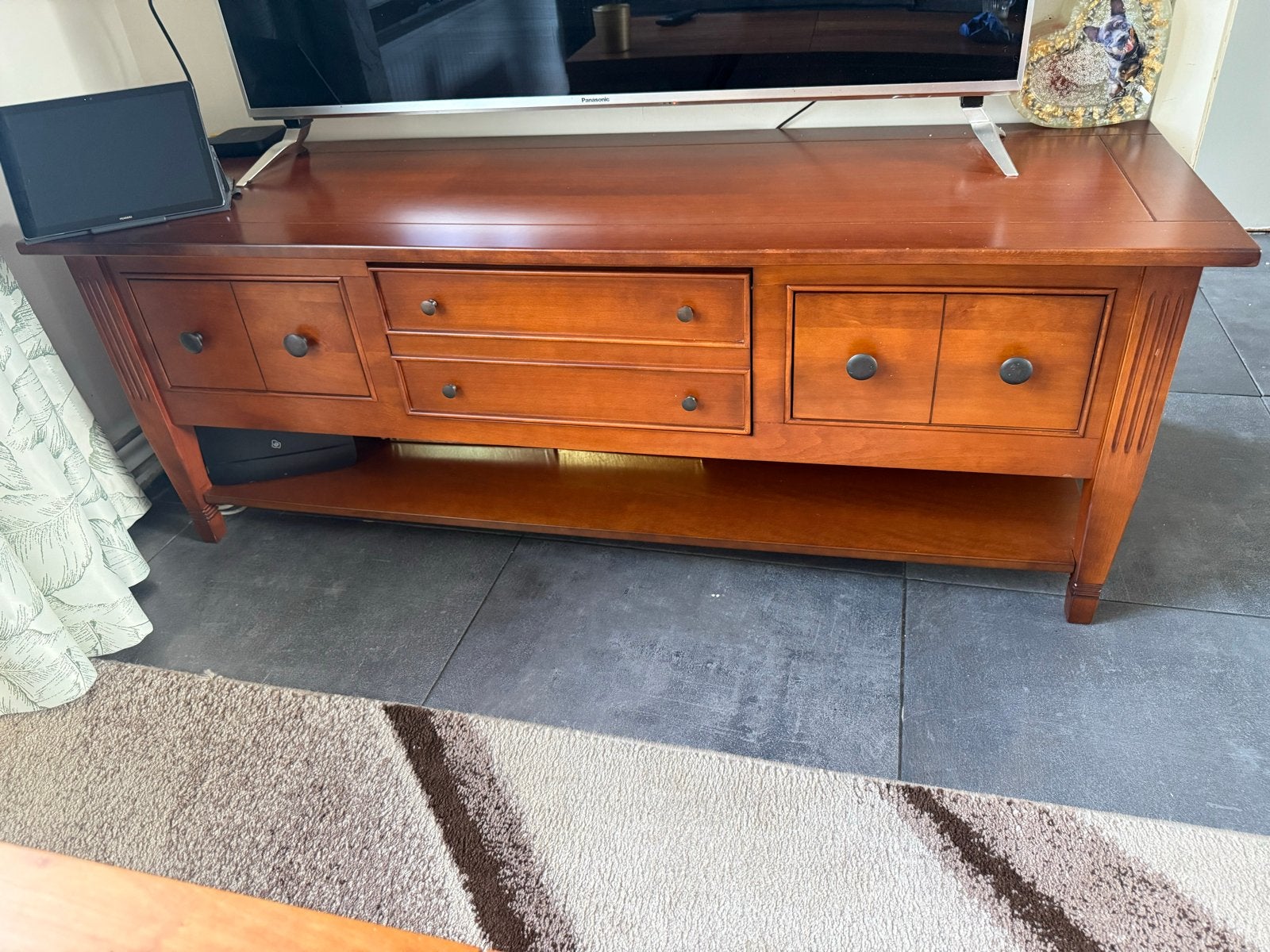 Kersenhouten TV-meubel - 150x50 cm, Ophalen, Gebruikt, 50 tot 100 cm, Minder dan 100 cm