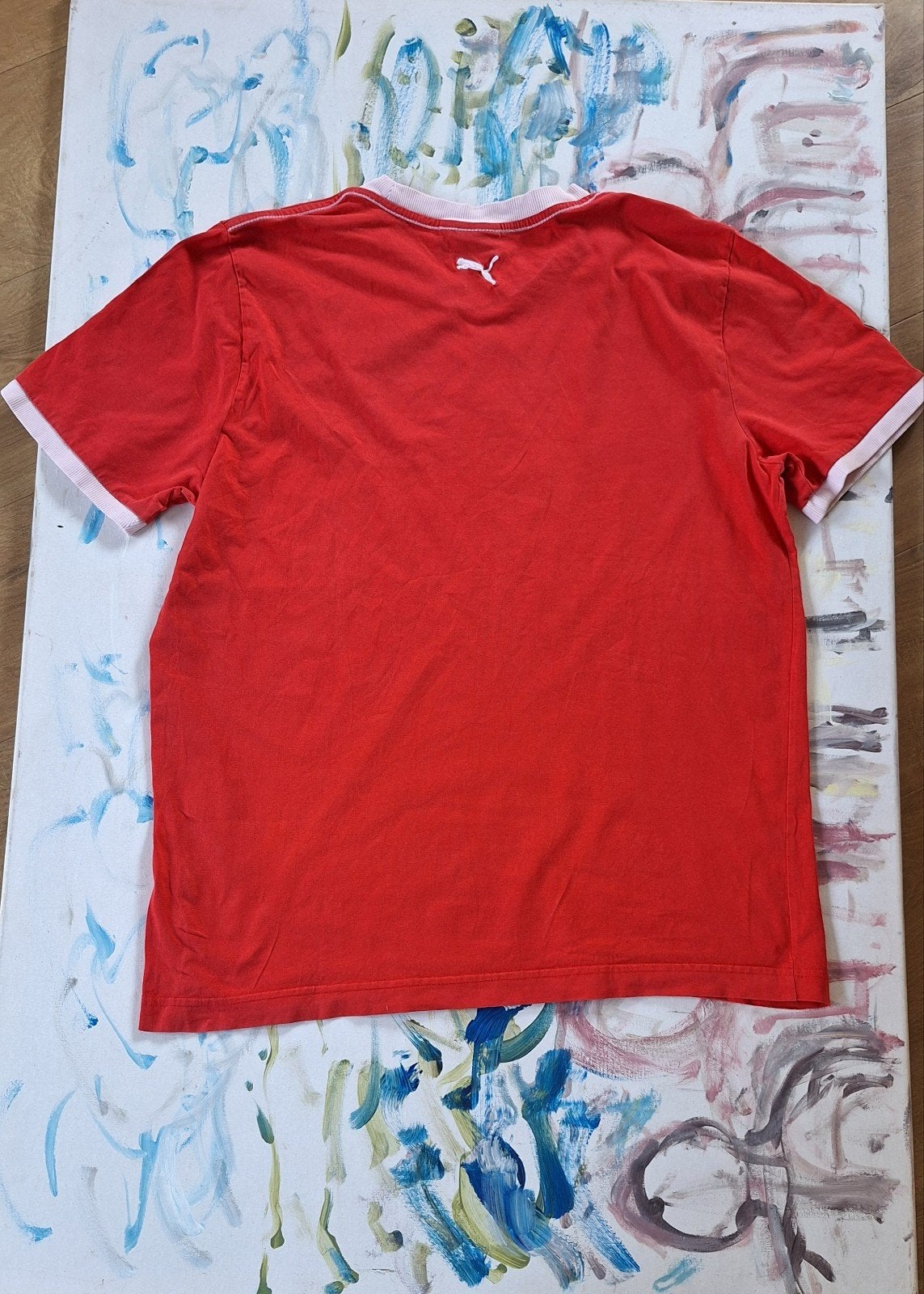 Puma T-shirt Rood met Wit Logo Maat L, Kleding | Heren, T-shirts, Ophalen of Verzenden, Gedragen, Rood, Puma
