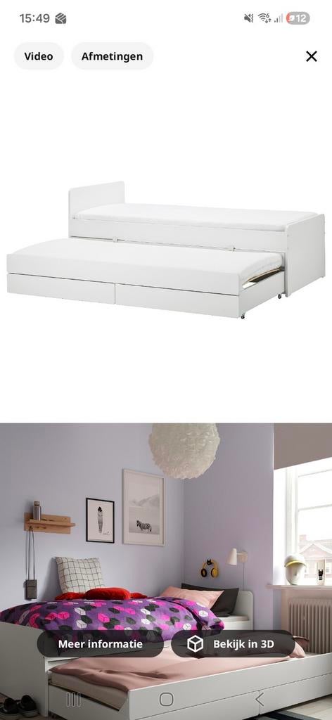 Ikea slakt bed. Al gedemonteerd., Huis en Inrichting, Slaapkamer | Bedden, Gebruikt, Eenpersoons, 90 cm, 200 cm, Hout, Wit, Ophalen