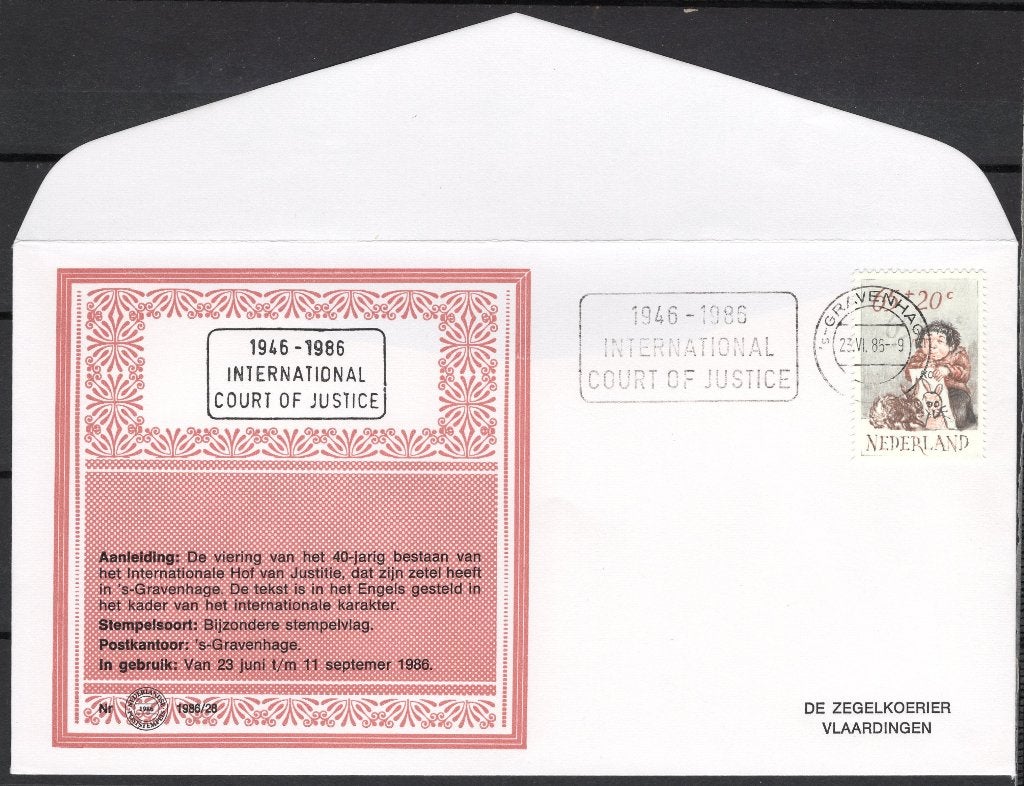 40 jaar Internationale Hof van Justitie Den Haag 1986, Verzenden, Envelop
