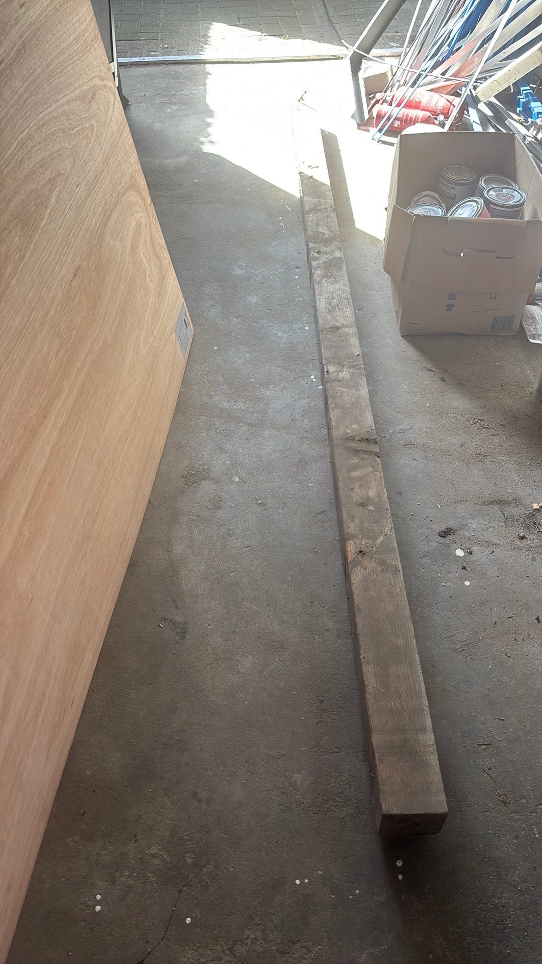 Houten balk. 265cm   9,5cm x 9,5cm, Ophalen, Zo goed als nieuw, Balk, Vuren