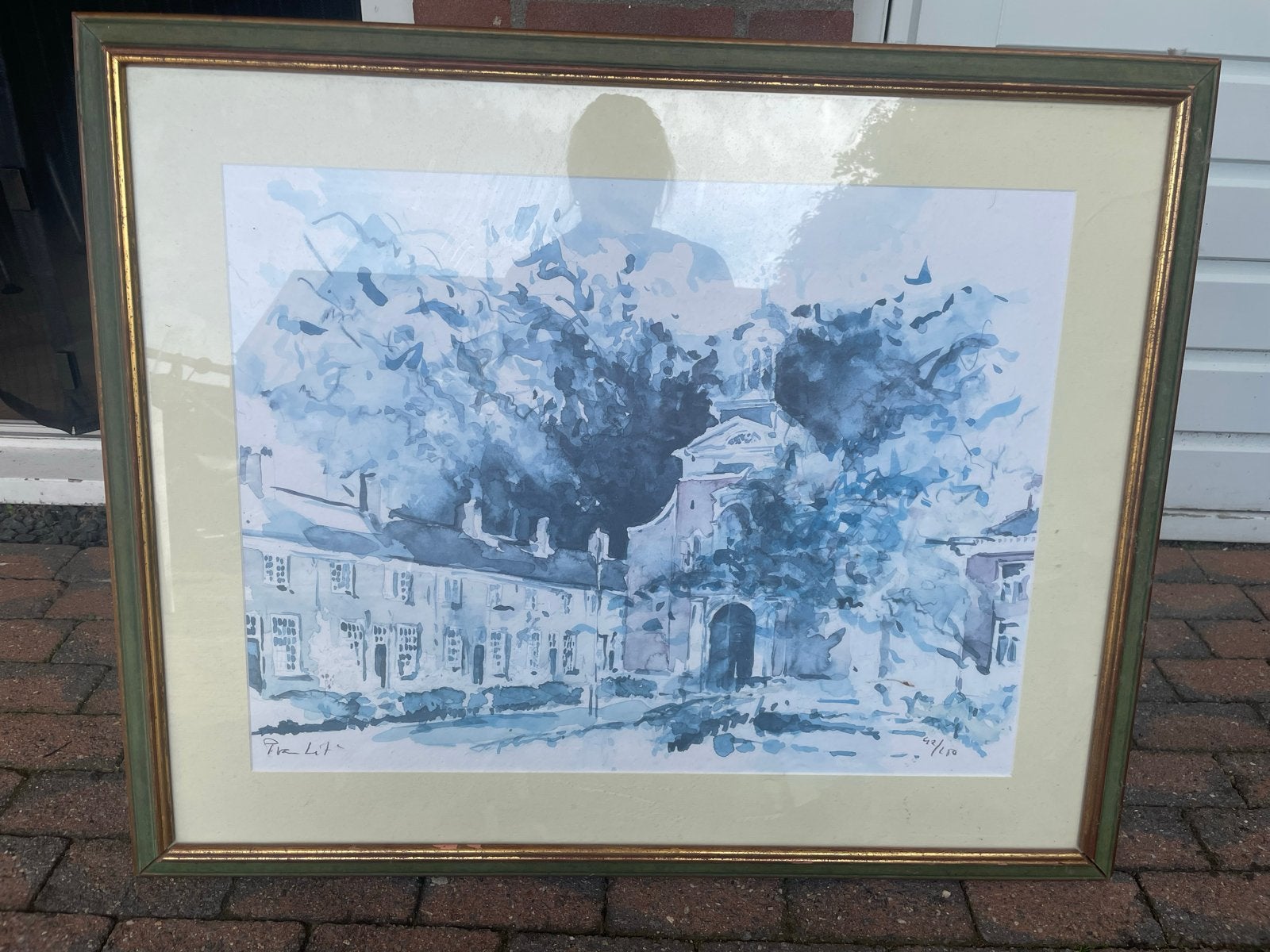 aquarel van Pierre van Lith kunstenaar na Breda. Begijnhof, Achter glas, Realistisch, Ophalen of Verzenden, Aquarel