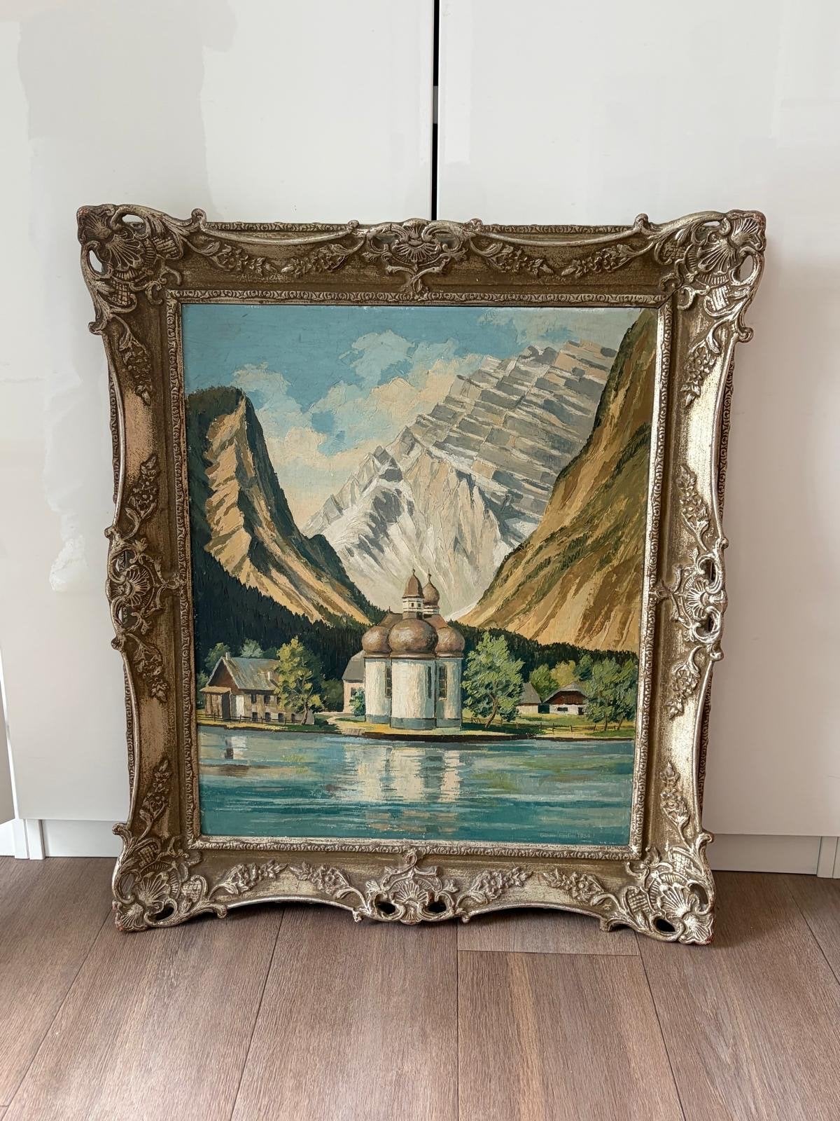 Olieverfschilderij, gesigneerd G. Fiedler 1954, Gedateerd, Doek, Ophalen of Verzenden, Landschap