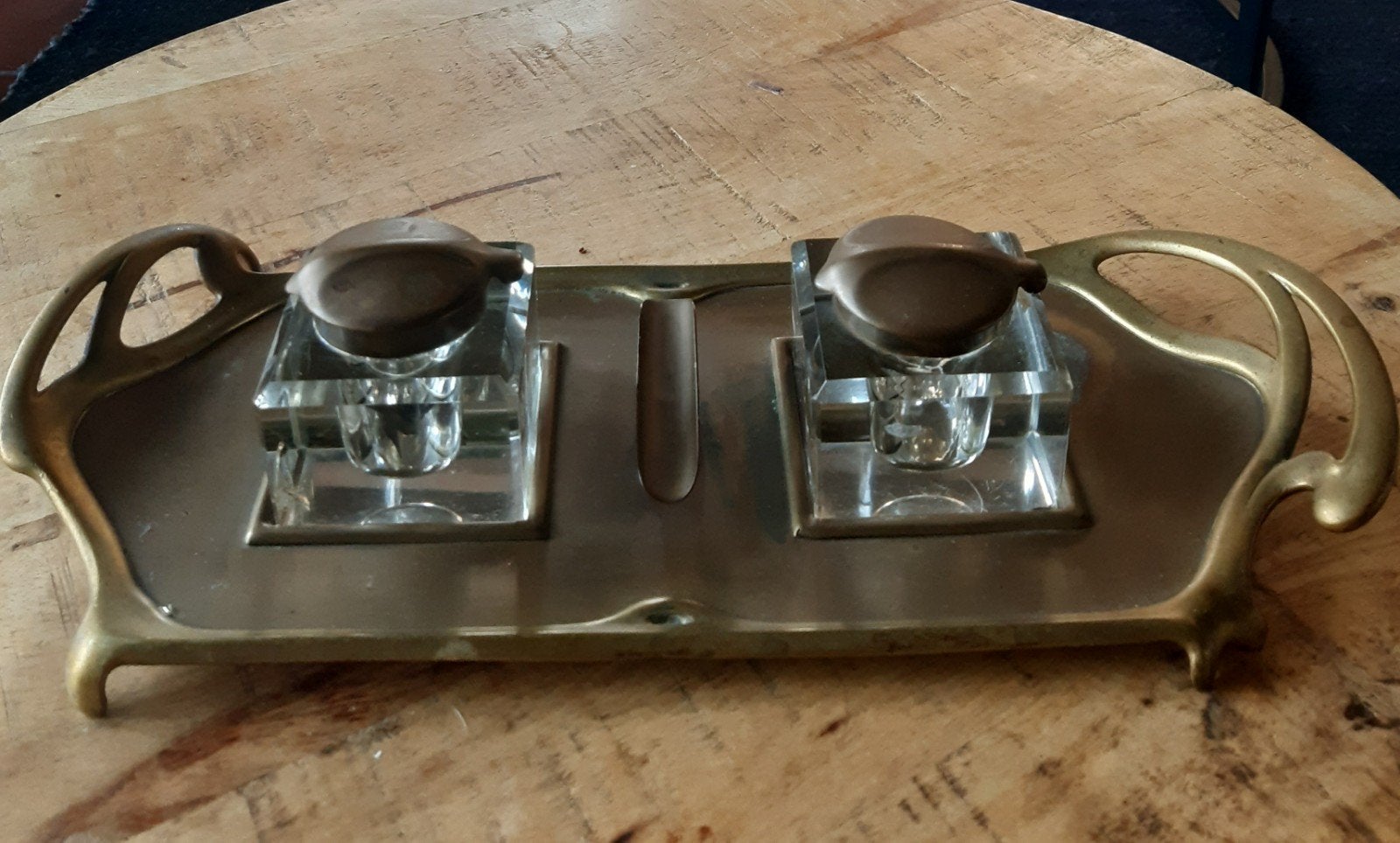Antieke inktpot met kroontjespennen, Ophalen of Verzenden