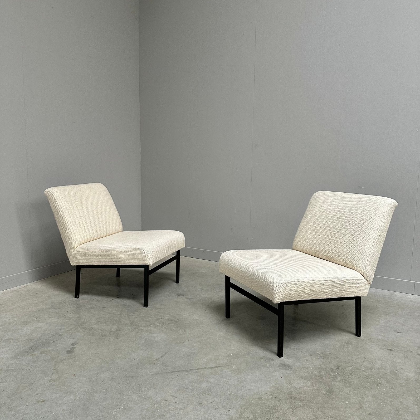 Fauteuils stoelen vintage design jaren 60 70 midcentury, Ophalen, Gebruikt, Minder dan 75 cm, Metaal