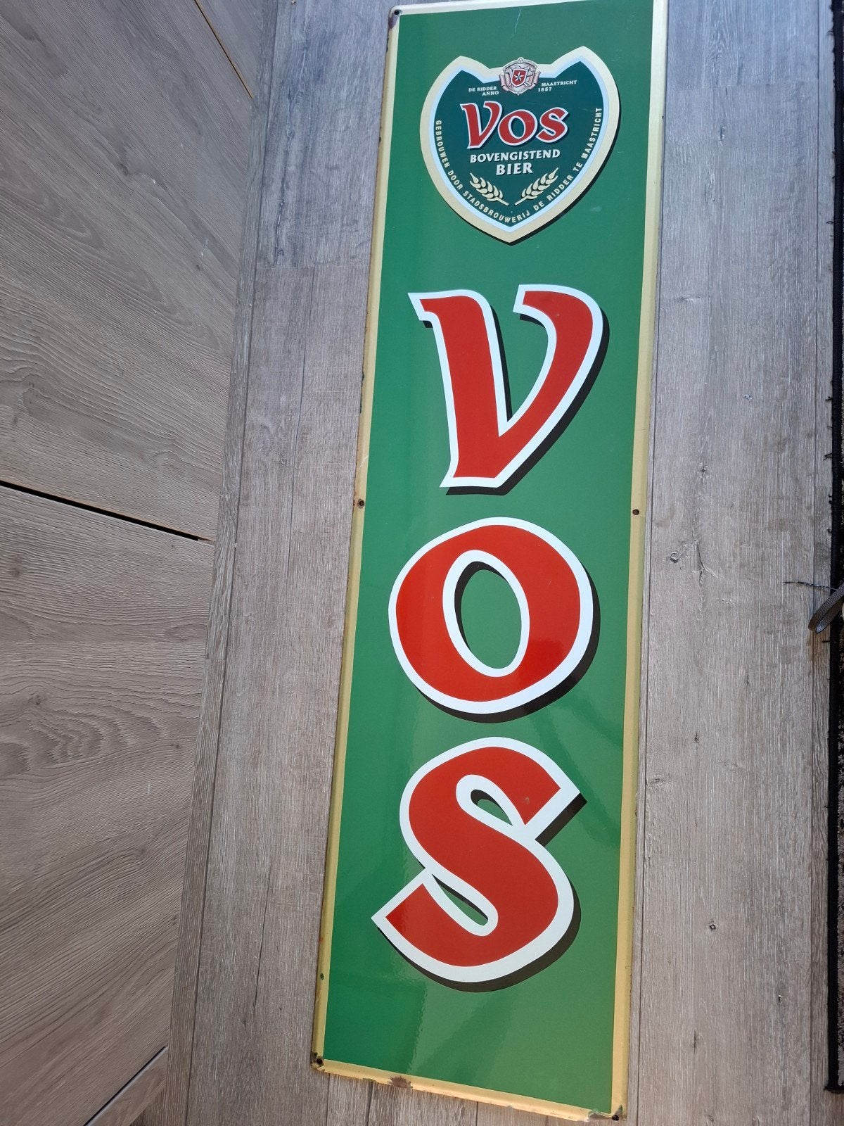 emaille bord vos bier, Ophalen, Reclamebord, Plaat of Schild, Overige merken