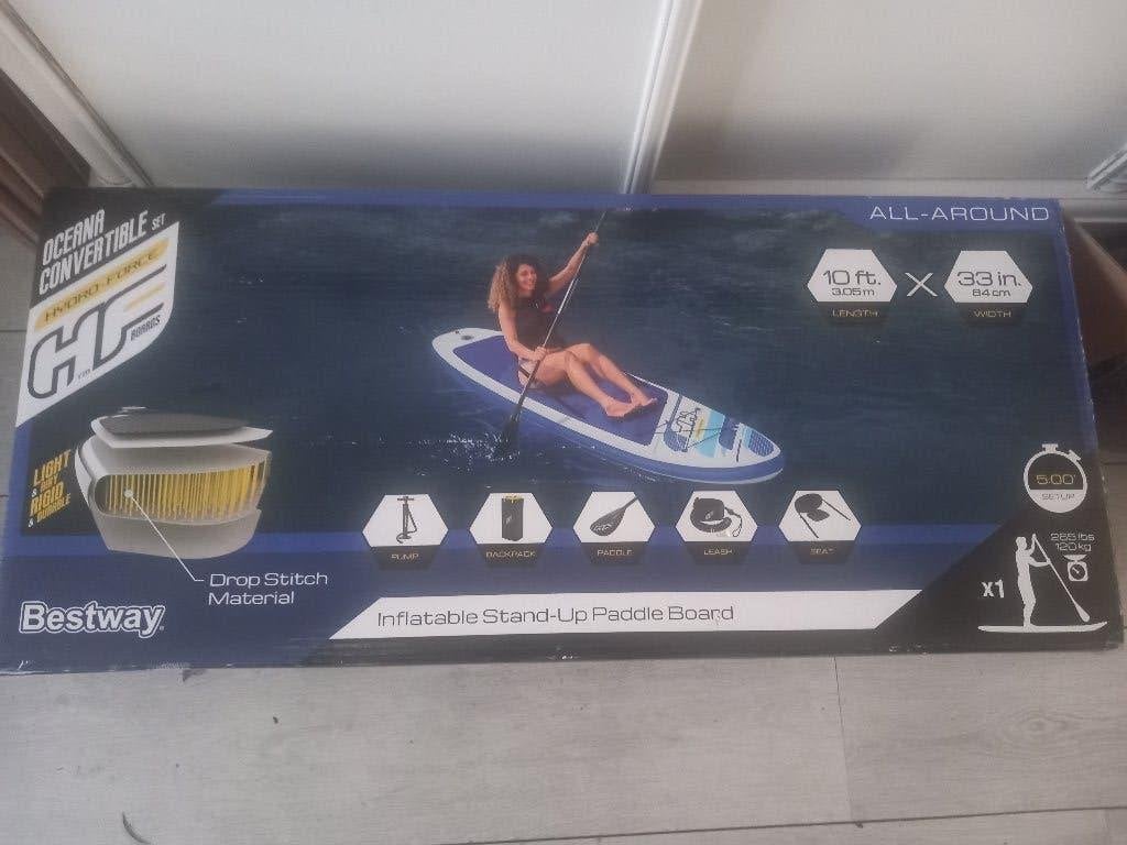 sup met draag rugzak incl zitje ,pomp en peddel z.g.n, Watersport en Boten, Ophalen, Zo goed als nieuw, SUP-boards