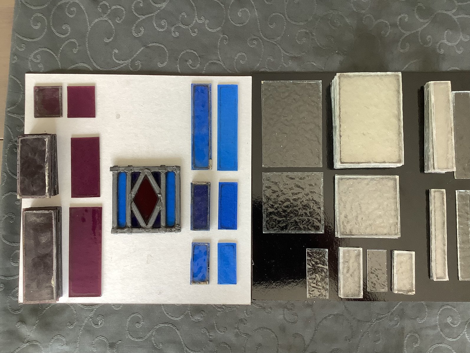 Glas in lood raampjes, div. afmetingen/ rood/blauw/blank., Ophalen