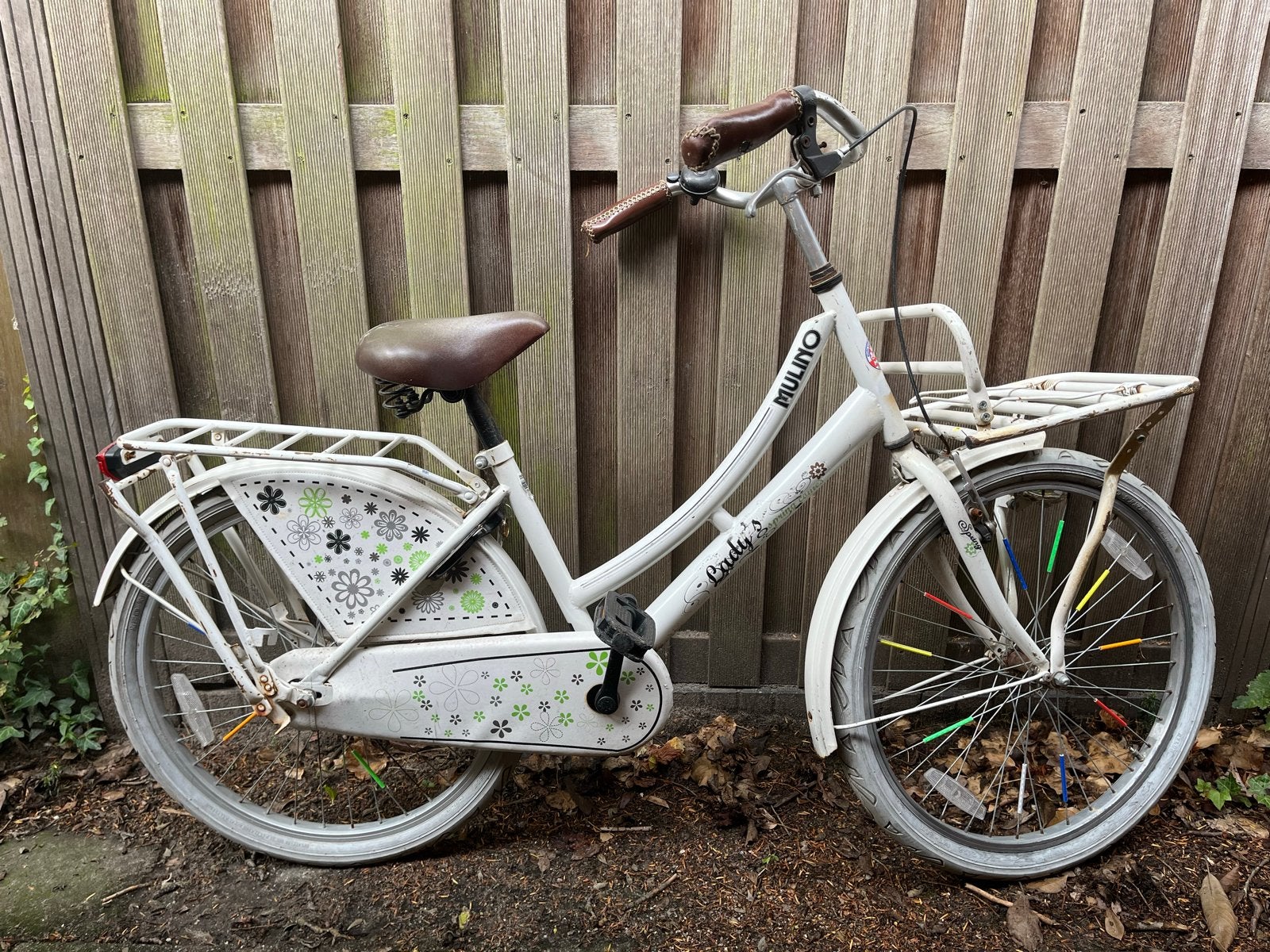 Mulino Lady's 24 inch kinderfiets met voordrager, Ophalen, Gebruikt, Terugtraprem, 20 inch of meer