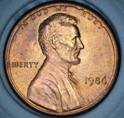1986 Lincoln Cent met L ver naar links & Struck Thru Grease, Ophalen of Verzenden