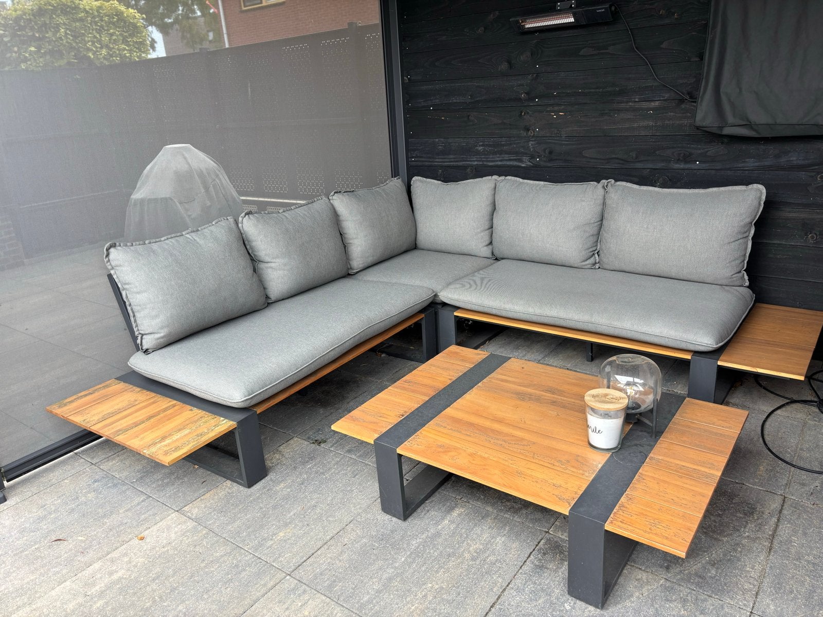 Tierra Outdoor Loungeset Seto met tafel - Teakhout, Ophalen, 5 zitplaatsen, Gebruikt, Aluminium