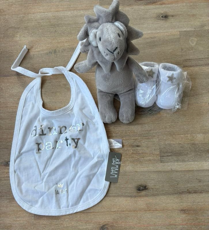 Nieuw Babypakket van BamBam (slabbetje, knuffelleeuw, sokjes, Ophalen of Verzenden, Nieuw, Kraamcadeau
