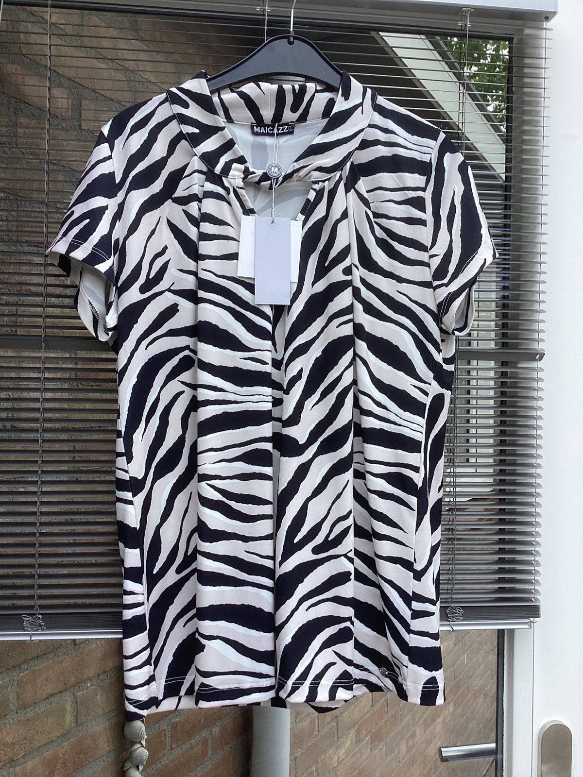 Maicazz Travelstof blouse zwart zand, Ophalen of Verzenden, Nieuw, Maat 42/44 (L), Zwart