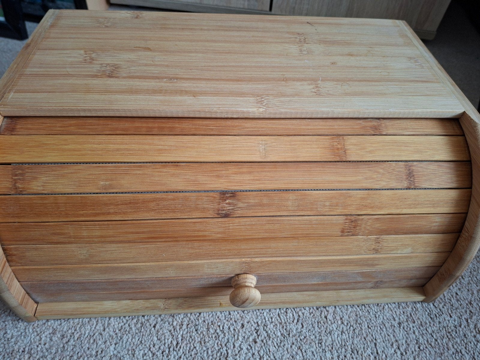 Bamboe broodtrommel brooddoos met rolluik - 40x26x17cm, Gebruikt, Hout, Ophalen of Verzenden, Broodtrommel