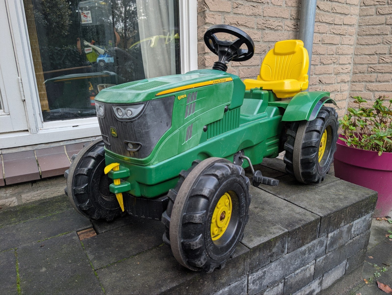 John Deere 6210R Trapauto Tractor voor Kinderen, Ophalen, Gebruikt, Trapvoertuig