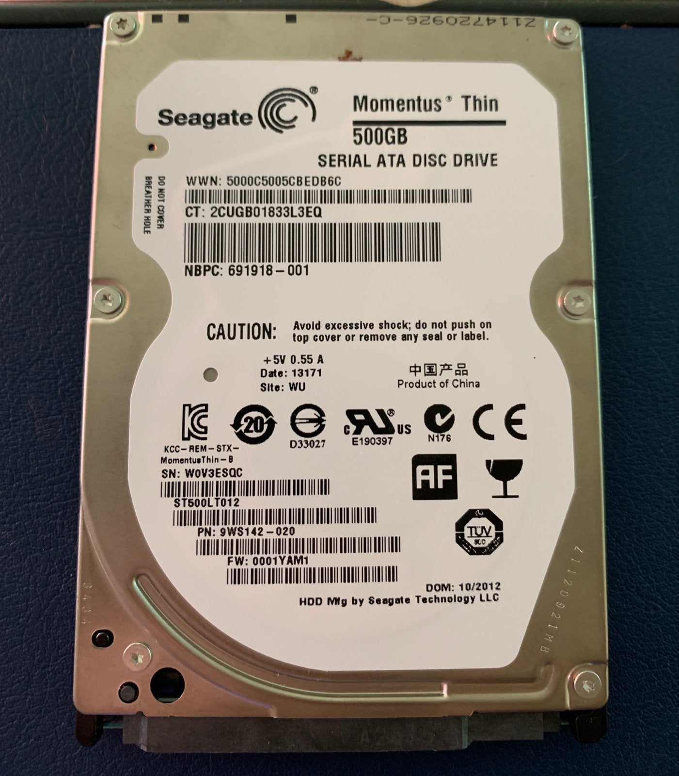 Seagate Momentus Thin 500GB SATA HDD, Intern, Gebruikt, Ophalen of Verzenden, Laptop