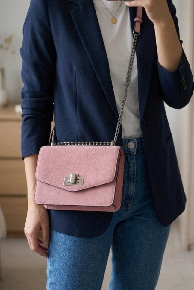 Nieuw roze suede tas van Mango, Overige merken, Nieuw, Ophalen of Verzenden, Roze