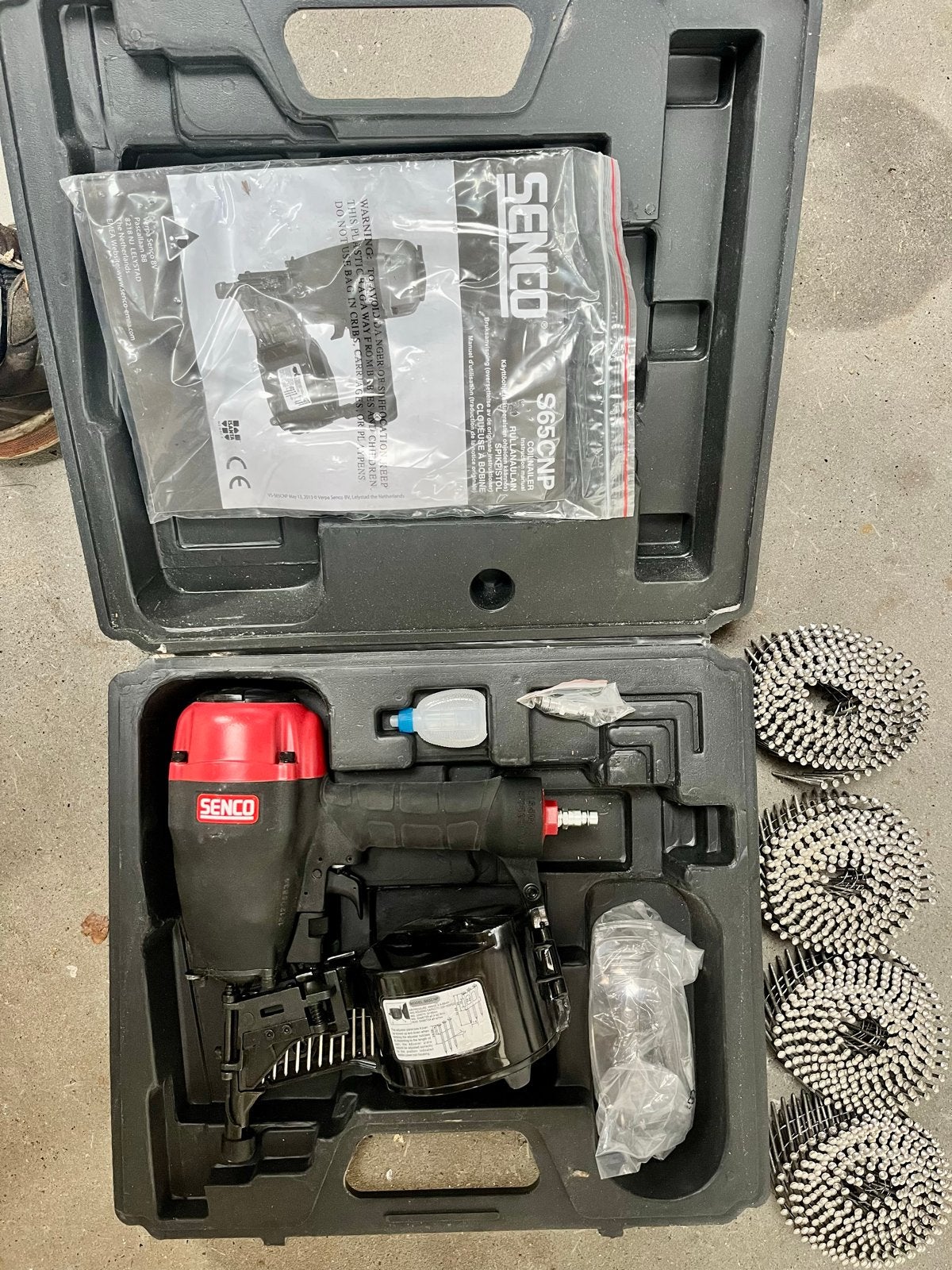 Senco S65CNP tacker met 65mm RVS nagels - ALS NIEUW!, Ophalen, Zo goed als nieuw, Tacker/nietmachine, Overige merken