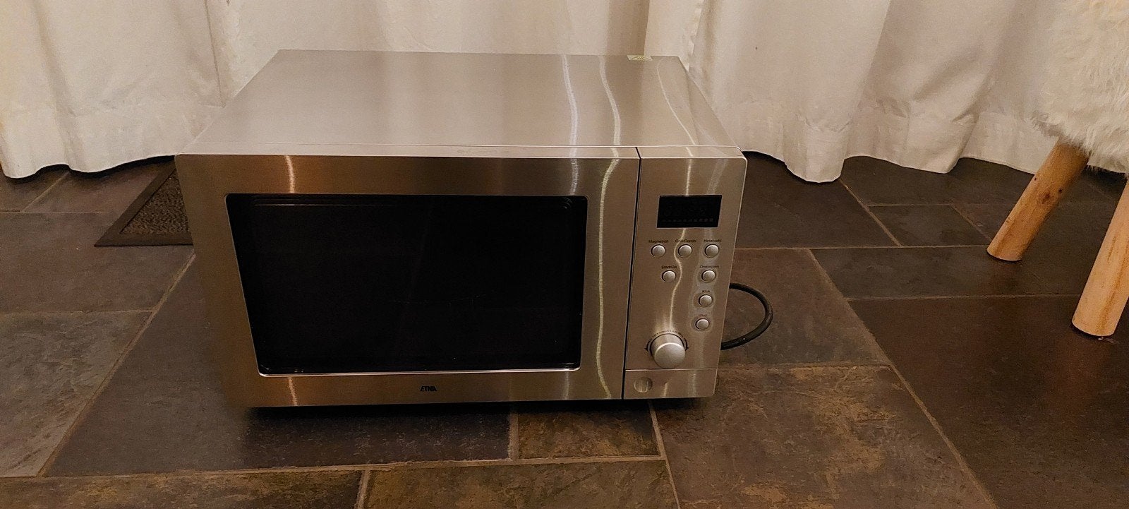 ETNA Vrijstaande RVS combi magnetron - Nette staat, Witgoed en Apparatuur, Ophalen, Combimagnetron, Gebruikt, Grill