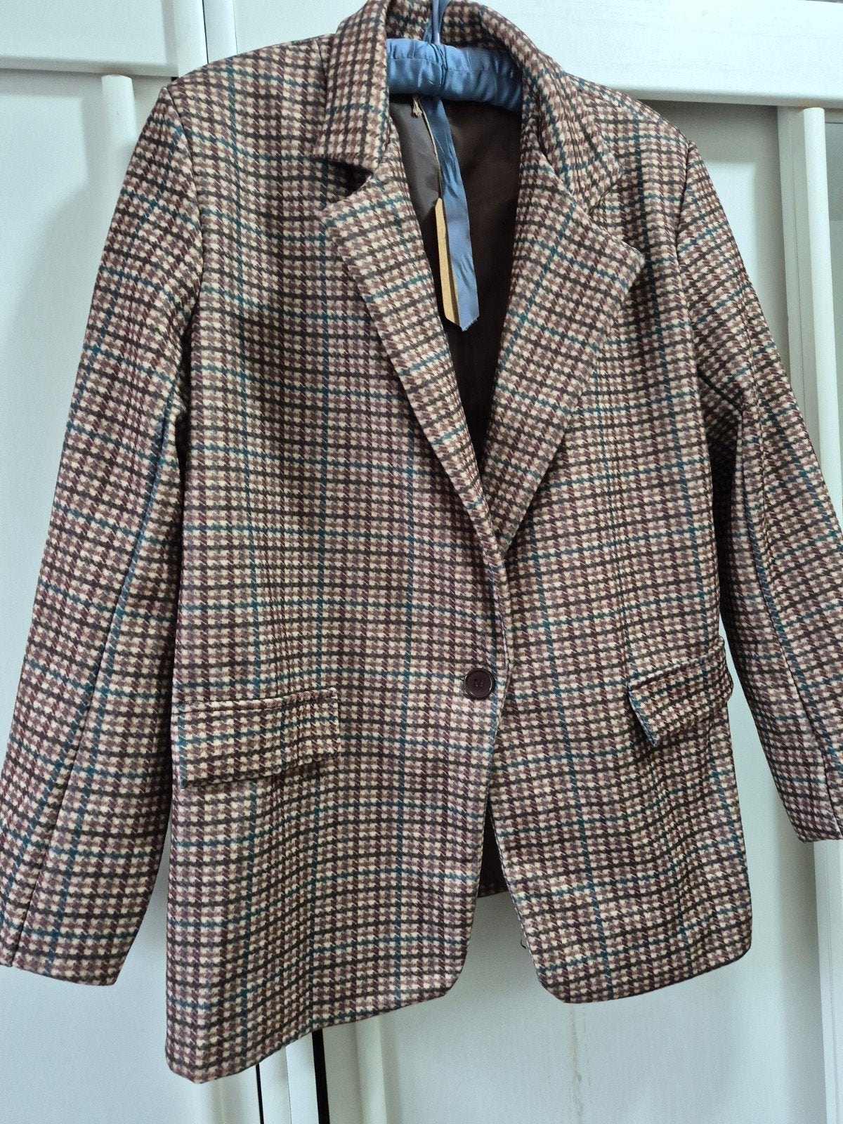Geruite gevoerde blazer l-xl oversized pied de poule bruin, Kleding | Dames, Bruin, Maat 46/48 (XL) of groter, Nieuw, Ophalen of Verzenden