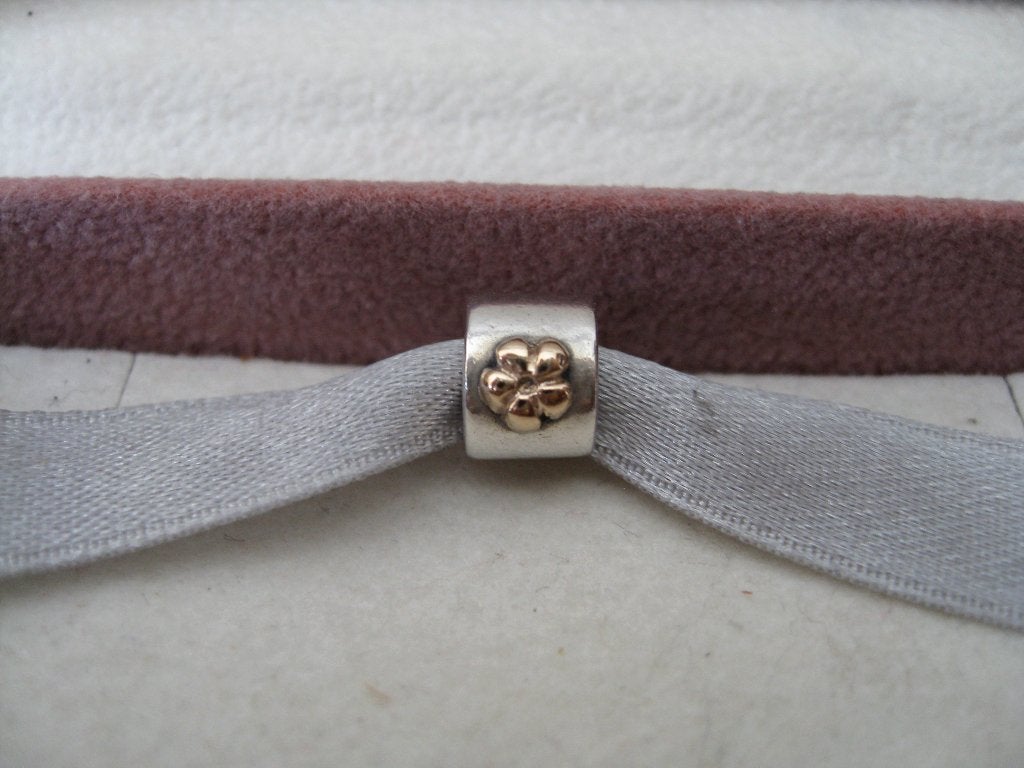 Pandora Clip/stopper met aan beide kanten Gouden bloem, Verzenden, Zo goed als nieuw, Zilver, Pandora