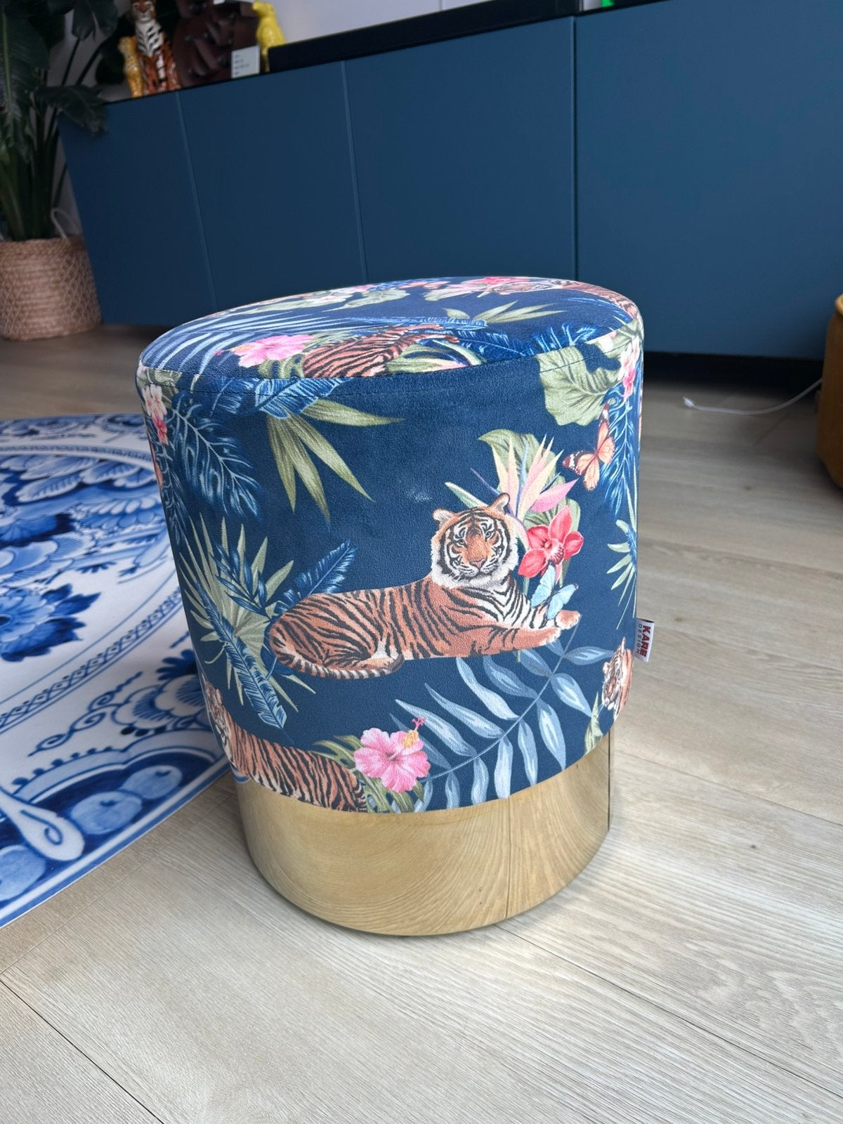 Kare design poef, Ophalen, Zo goed als nieuw, Rond, Minder dan 50 cm