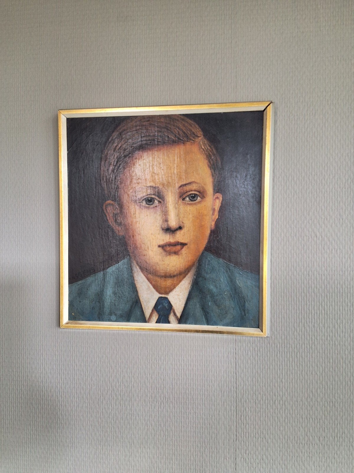 Jongensportret, gesigneerd, 31x29 cm, in eenvoudige lijst, Antiek en Kunst, Ophalen of Verzenden