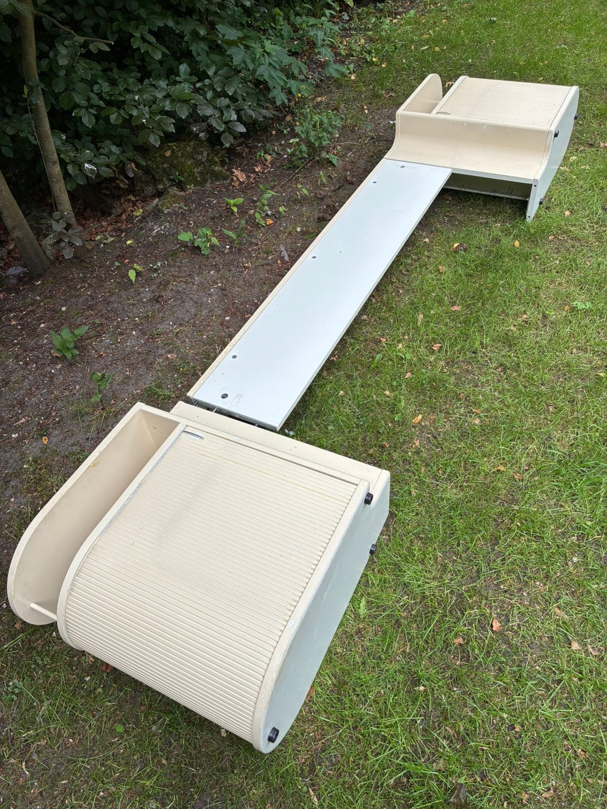 tot 1-8: 2 Auping Auronde nachtkasten + 2 verbindingsstukken, Ophalen, Gebruikt, 65 cm of meer, 70 cm of meer