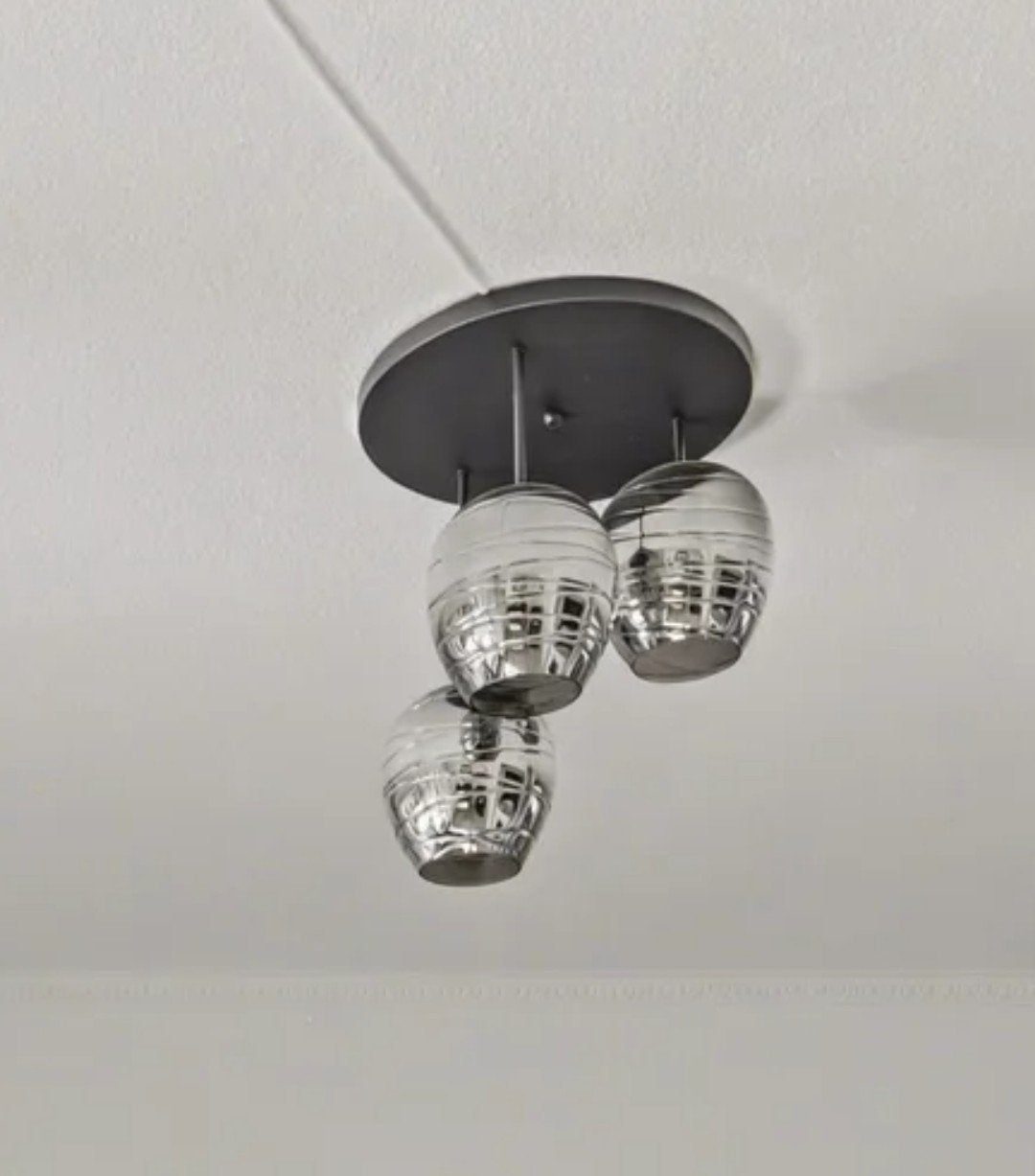 Moderne plafondlamp Fantasy Apple met 3 glazen kappen, Ophalen, E27 (groot), Zo goed als nieuw, Glas