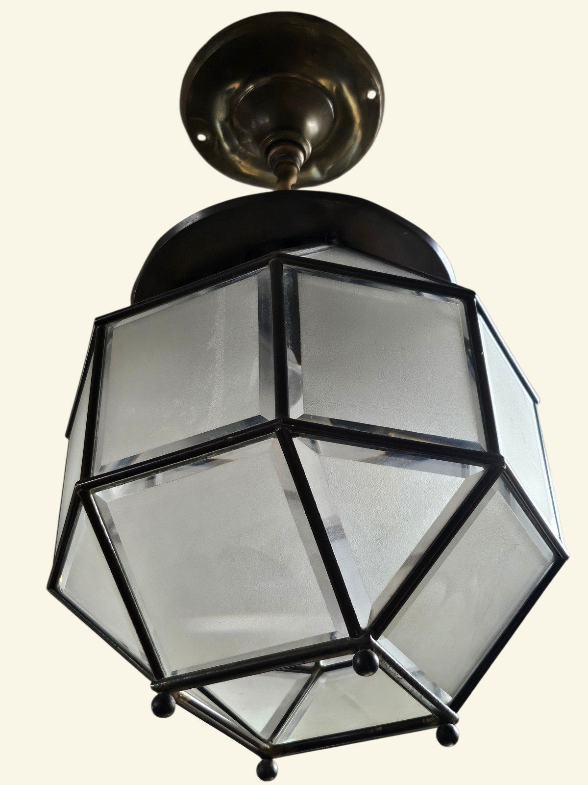 Vintage Plafondlamp - Glazen Hanglamp, Huis en Inrichting, Kasten | Televisiemeubels, Ophalen, Minder dan 50 cm, Gebruikt, Vintage, Geometrisch