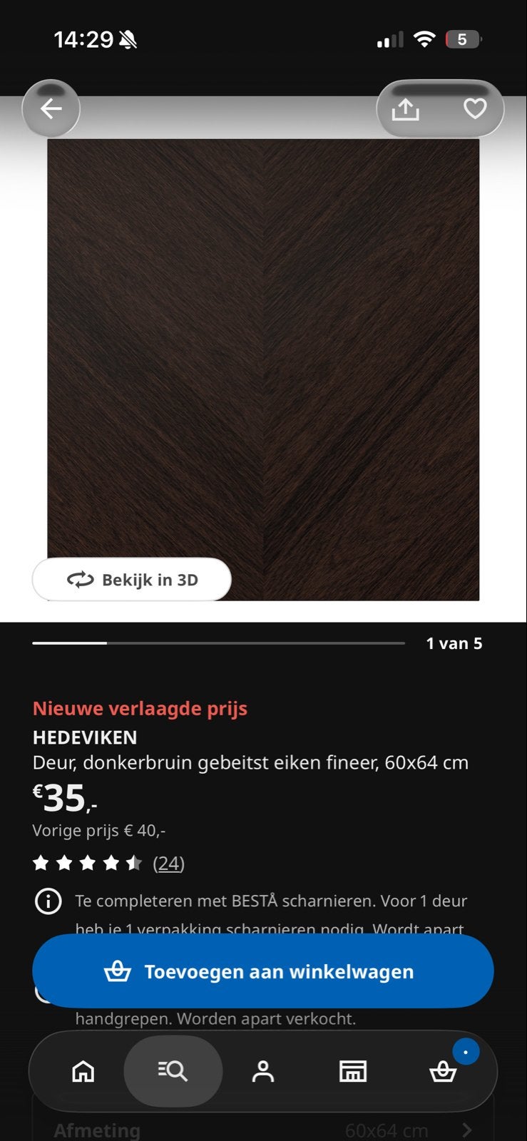 3x HEDEVIKEN Deur, donkerbruin gebeitst eiken fineer, Doe-het-zelf en Verbouw, Ophalen, Minder dan 80 cm, Binnendeur, Minder dan 200 cm