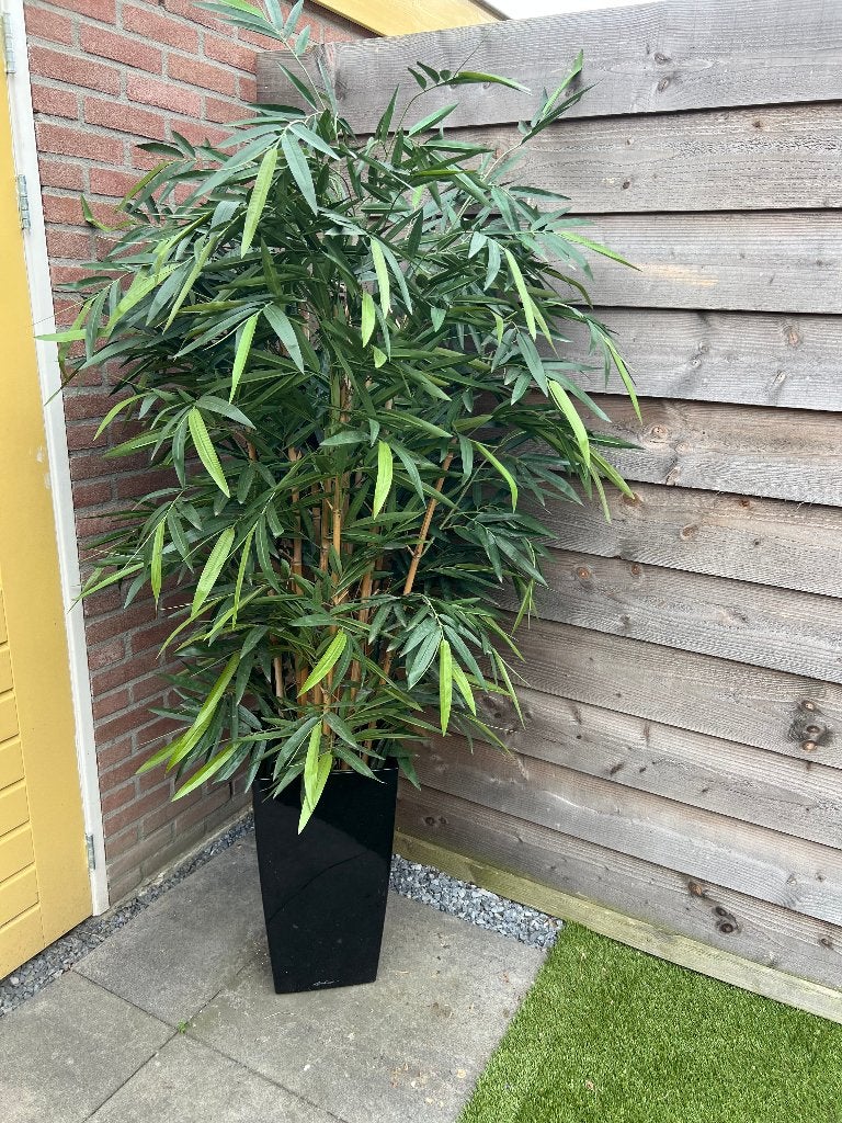 Grote kunstofplant Bamboe in Zwartepot 180 cm., 180 cm, Binnen, Kunstplant, Zijde