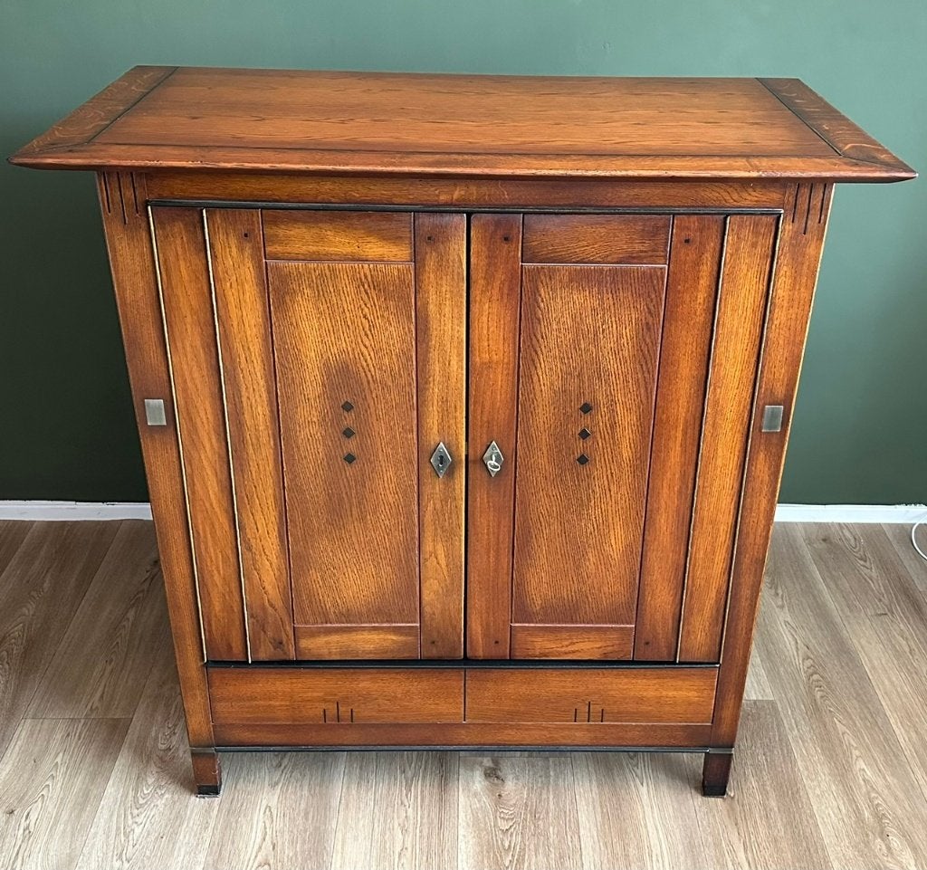 Art Deco stijl kast – eikenfineer, Ophalen, Gebruikt, 100 tot 150 cm, Eikenhout