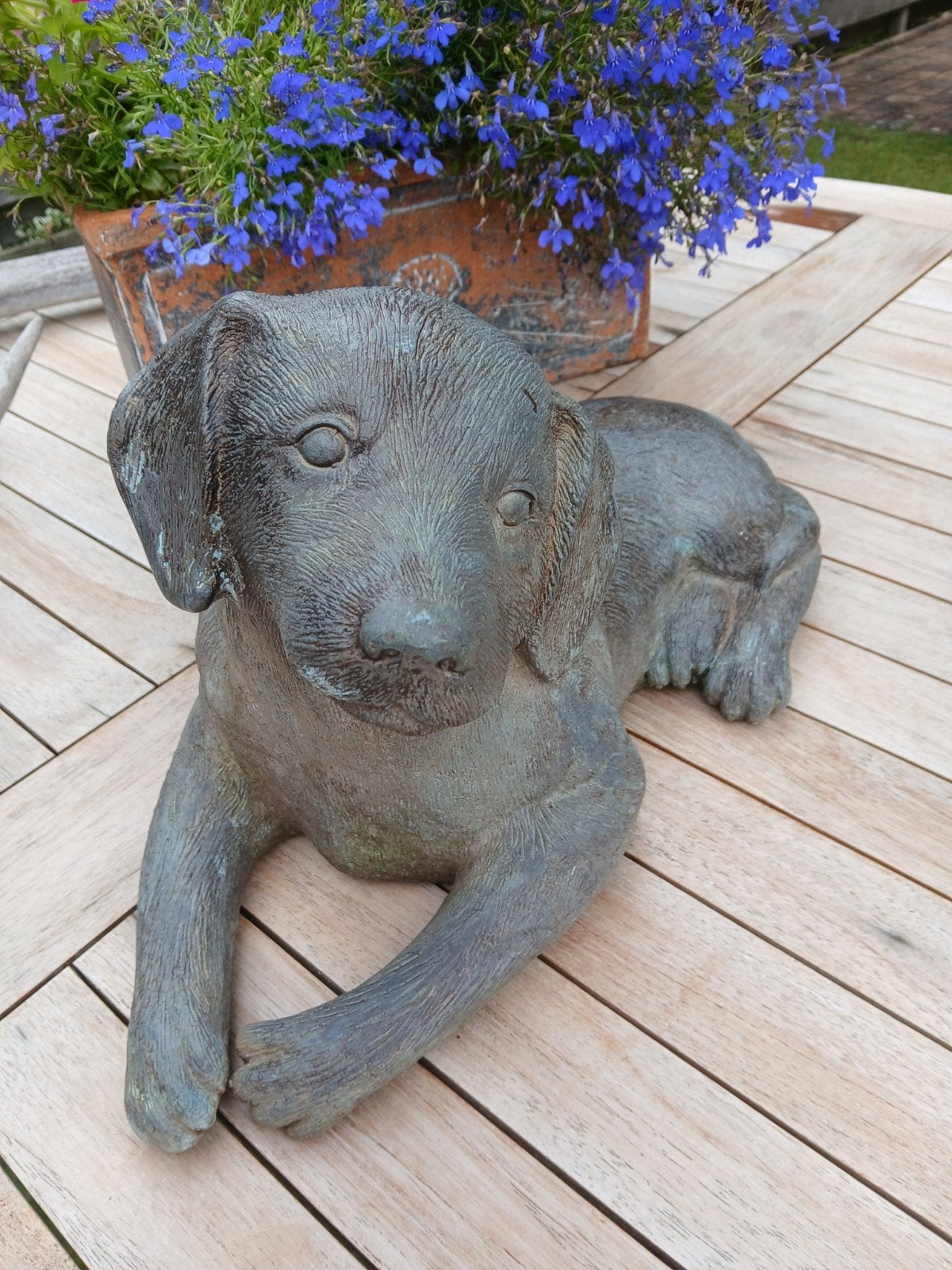 Zwaar Labrador beeld - Tuindecoratie, Ophalen of Verzenden, Gebruikt, Metaal, Dierenbeeld