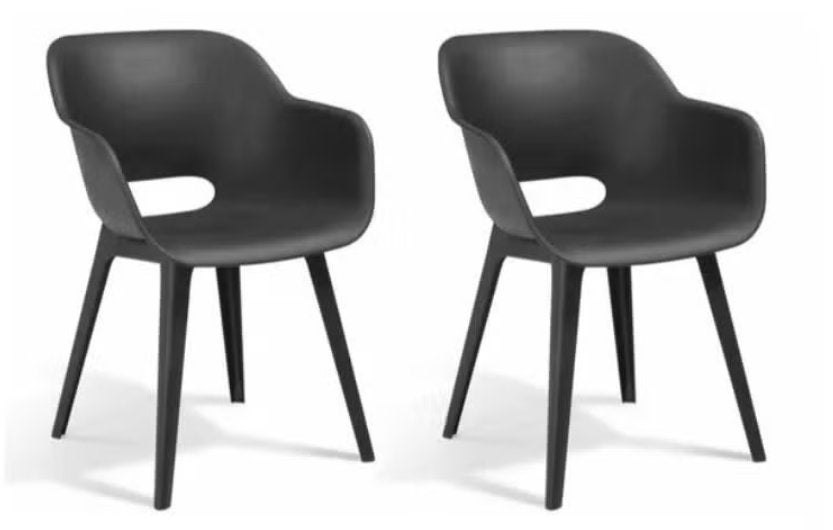 Keter Tuinstoelen Akola 2 stuks grafietkleurig, Ophalen, Nieuw, Kunststof, Stapelbaar