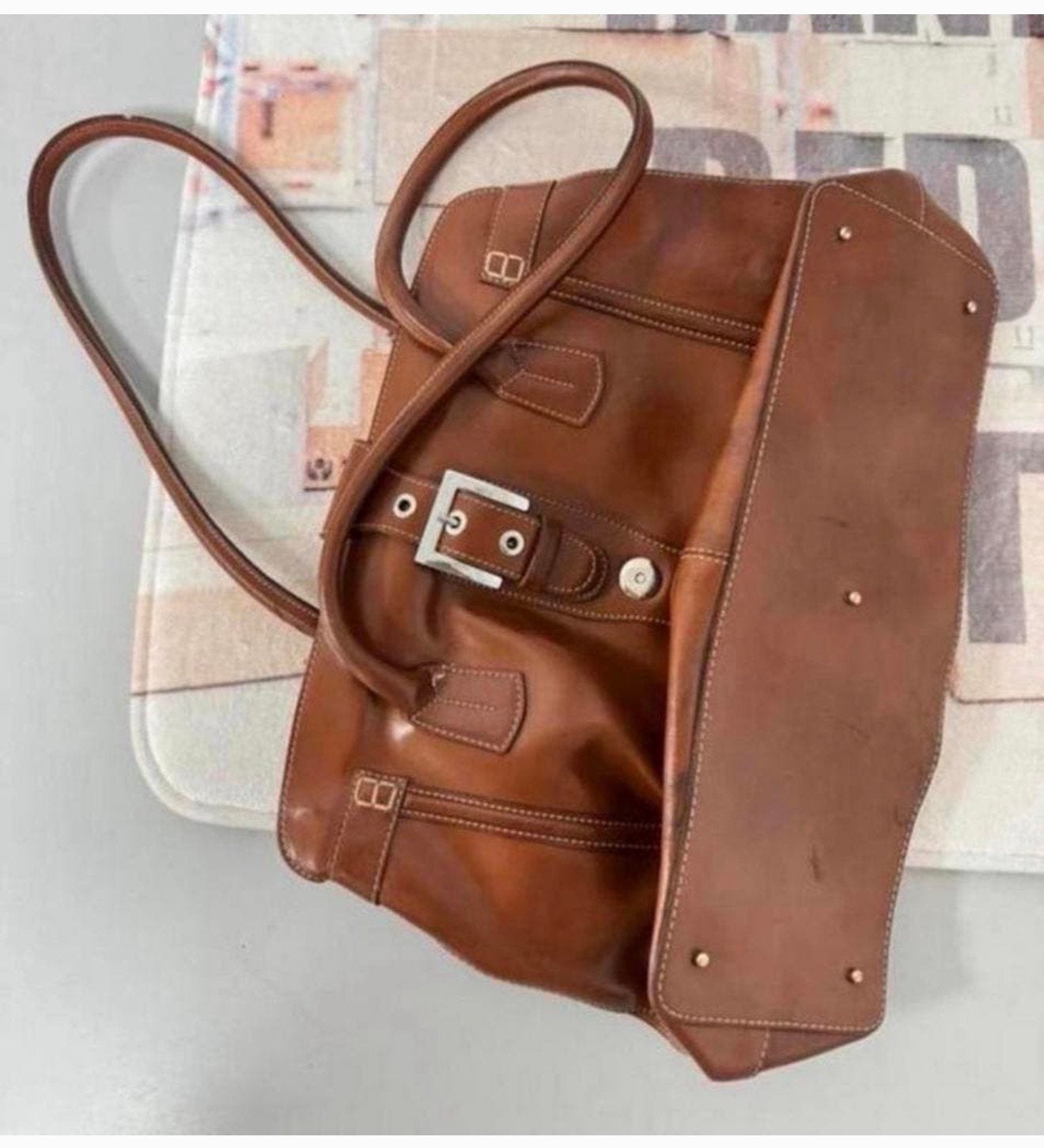 Vintage Abro italy designer bruin bruine lederen damestas, Bruin, Ophalen of Verzenden, Zo goed als nieuw, H