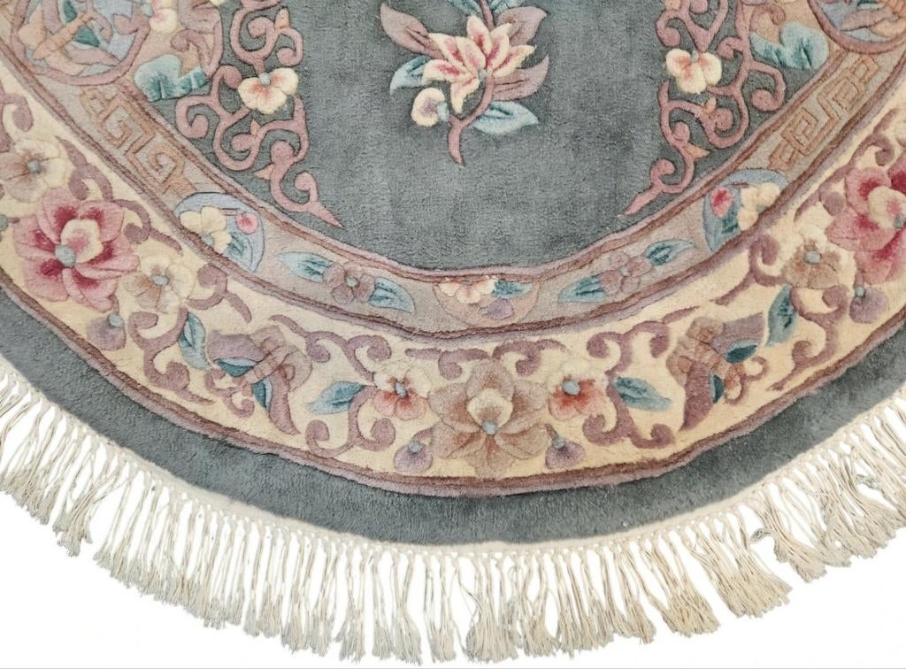 Handmade oriental ovaal Aubusson tapijt floral 177x240cm, Crème, 150 tot 200 cm, Onbekend, 200 cm of meer