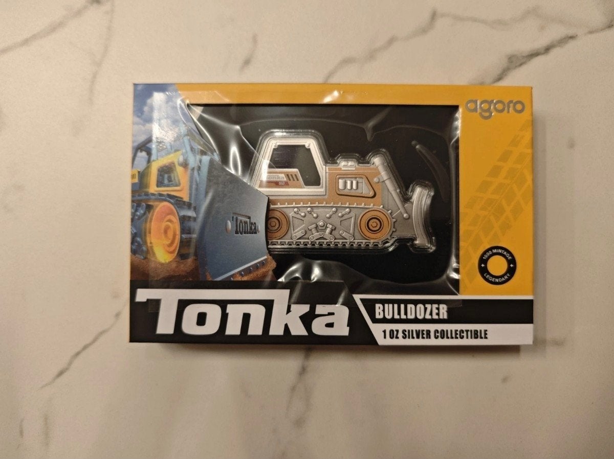 Tonka Bulldozer 1 oz Zilveren Verzamelmunt Agoro, Ophalen of Verzenden