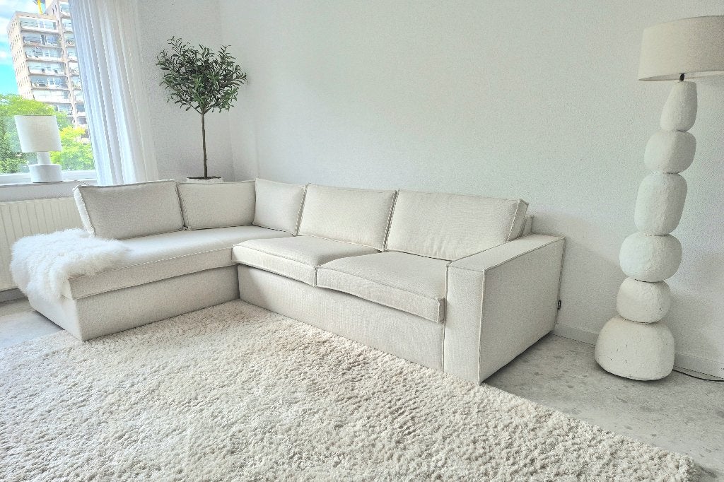 Woood Hoekbank zand / beige Japandi VT Wonen Loods 5 (links), Ophalen, 250 tot 300 cm, Robuust landelijk woontheater landelijke aura boho wabisabi Fest