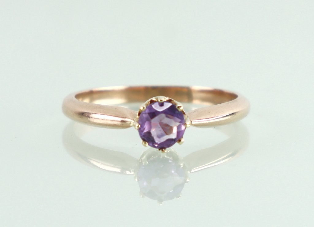 Rosé gouden solitair ring amethist, Sieraden, Tassen en Uiterlijk, Antieke sieraden, Ophalen of Verzenden, Goud, Ring, Met edelsteen