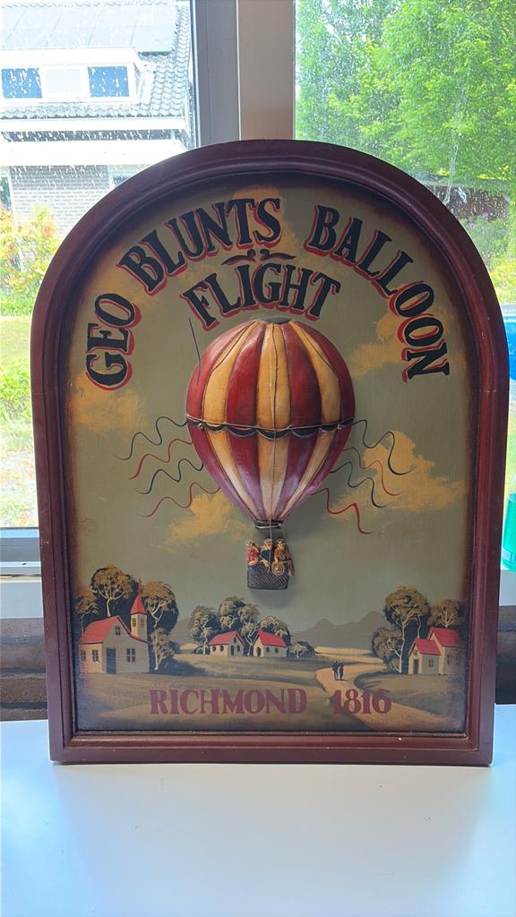 Vintage 3D Houten Wanddecoratie Heteluchtballon Richmond, Ophalen