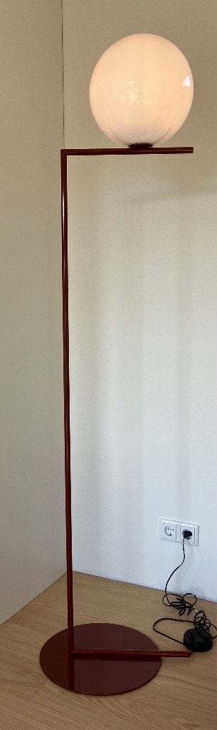 Originele donkerrode Flos lamp, Zo goed als nieuw, Glas, 150 tot 200 cm, E27 (groot)