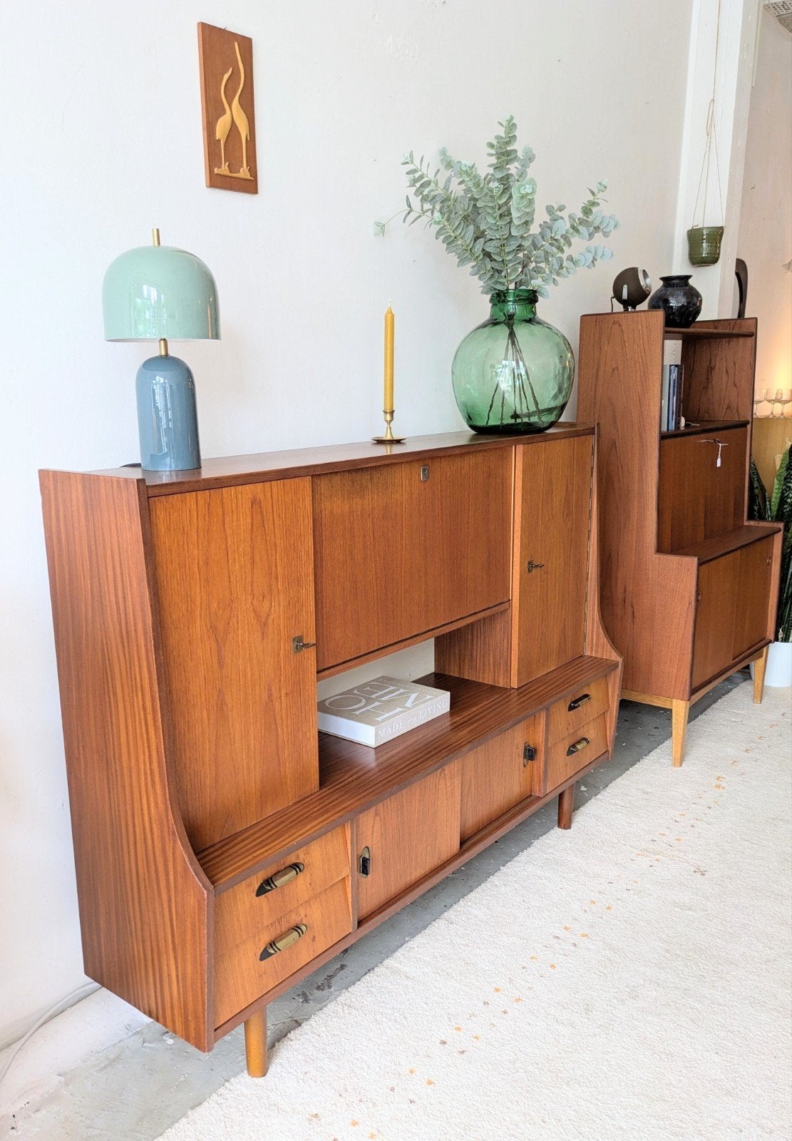 Vintage midcentury highboard wandmeubel dressoir, Huis en Inrichting, Kasten | Dressoirs, Ophalen, Gebruikt, ., .
