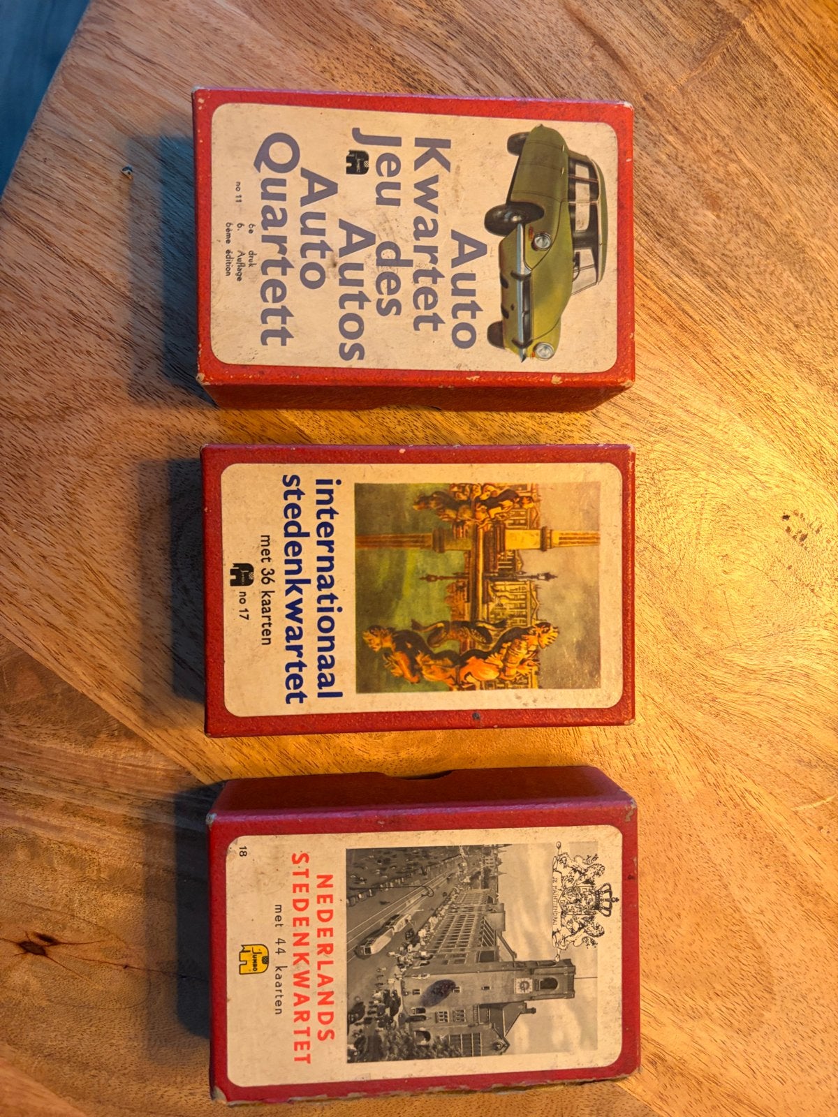 Vintage Jumbo Kwartet Spellen: Auto, Internationaal & Nederl, Drie of vier spelers, Ophalen of Verzenden, Gebruikt