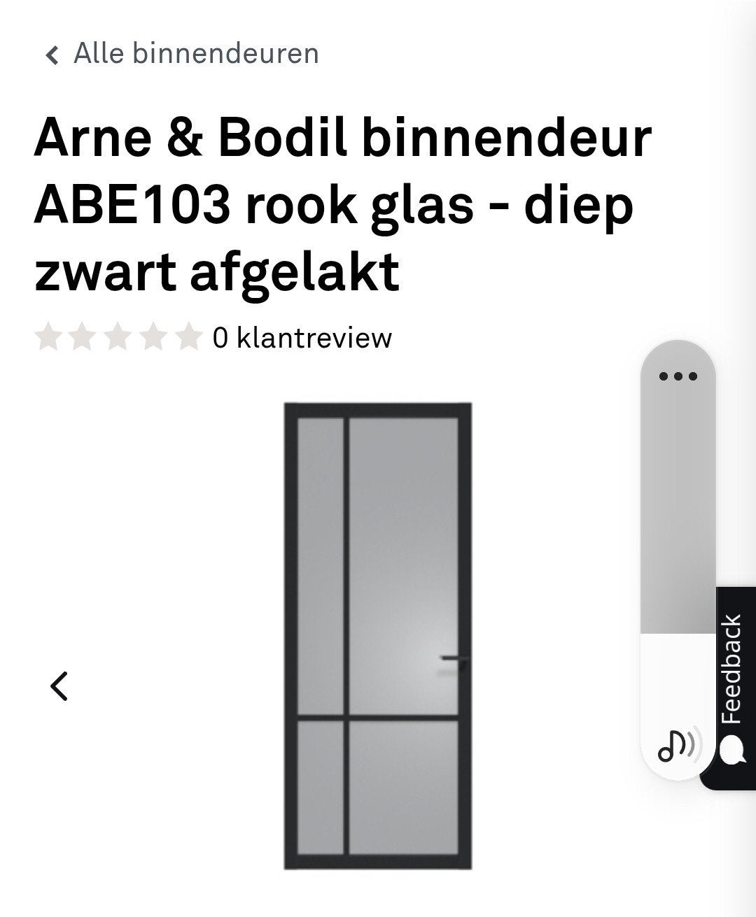 Arne & Bodil binnendeur ABE103 rook glas - diep zwart, Doe-het-zelf en Verbouw, Minder dan 80 cm, Binnendeur, Ophalen of Verzenden