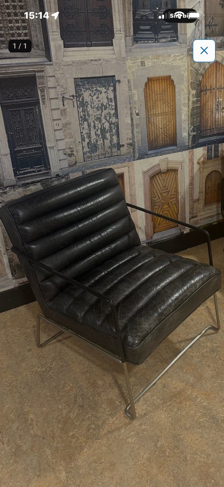 Leren retro design fauteuil, Huis en Inrichting, Ophalen, Gebruikt, 75 tot 100 cm, Modern, retro- style